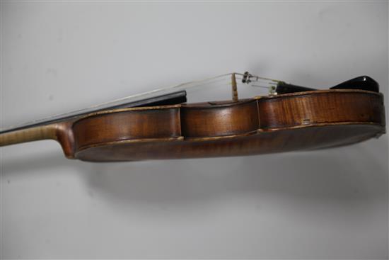 A French violin, attributed to Louis Guersan, Paris, c.1750, length of back 35.5cm (14in.), cased